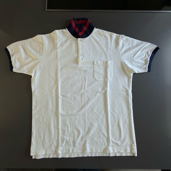 Gucci White Cotton Piquet Polo with Web Collar - Picture 3 of 6